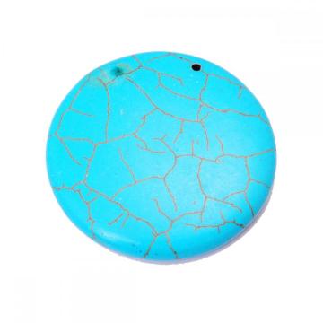 Turquoise Coin Gemstone Jewelry Necklace Pendant 40MM