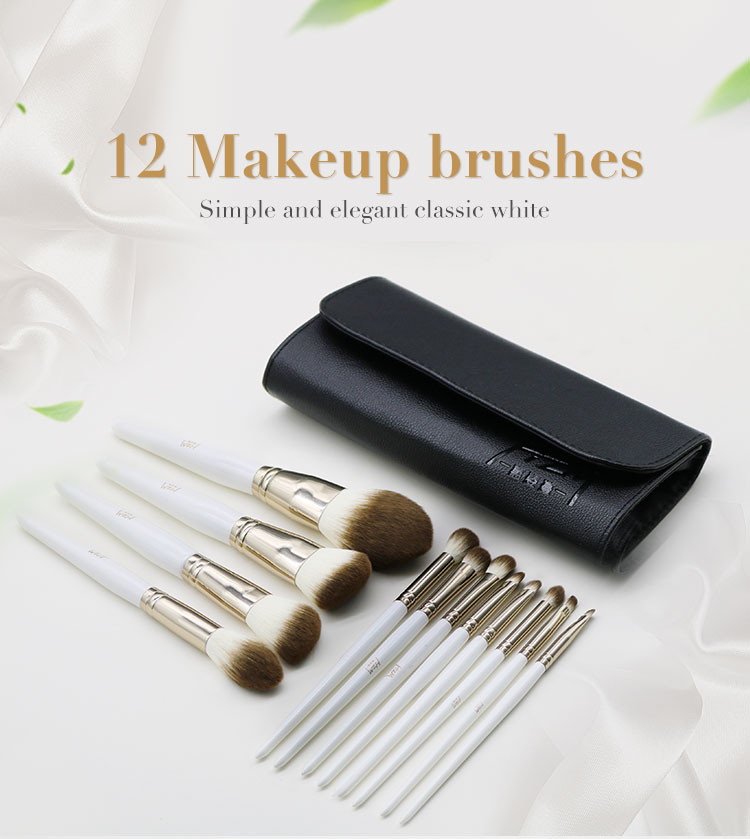 white 12pcs makeup brushes