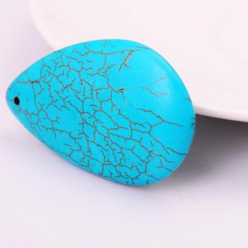 Turquoise Waterdrop Semi Precious Stone Jewelry Pendant 55x35MM