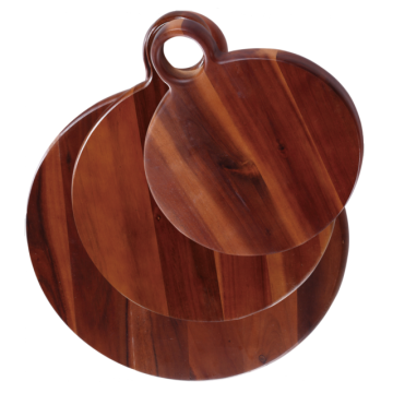 Round acacia wood cutting board set