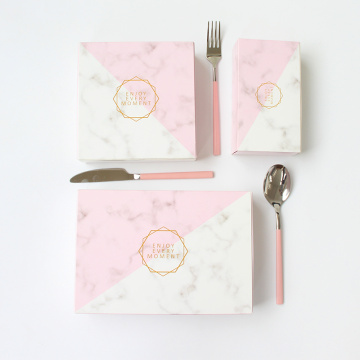 Pink marble pattern paper box for food