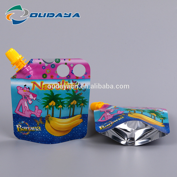 Packaging Banana Beverage Pouch with Corner Spout
