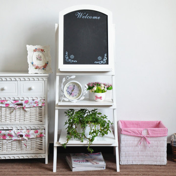 3 tiers display shelf with blackboard wood rack advertising chalkboard easel flower holder