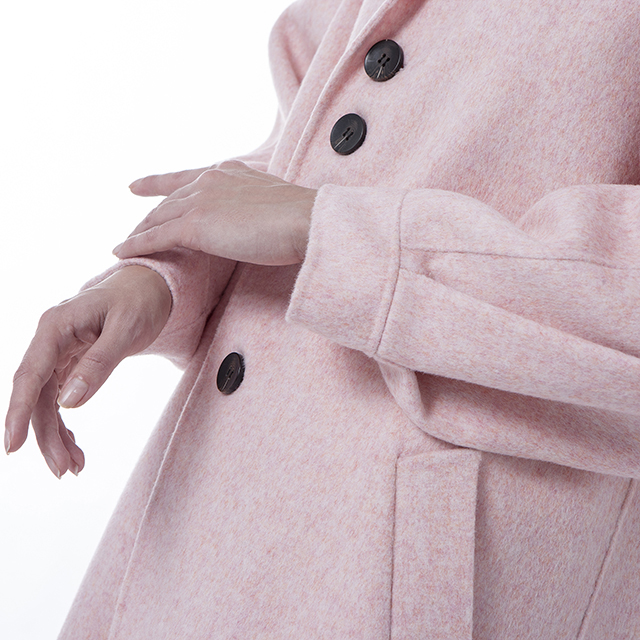 The sleeves of the new pink cashmere overcoat