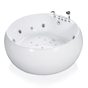 White Big Round Whirlpool Freestanding Bathtub
