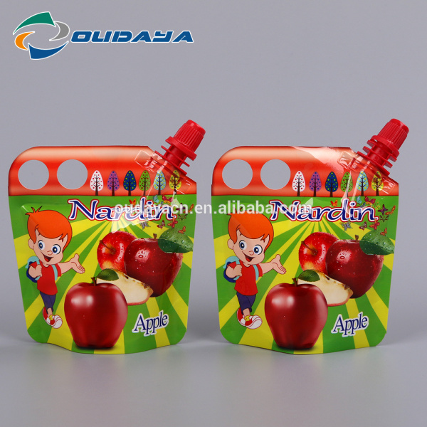 Packaging Apple Beverage Pouch with Corner Spout