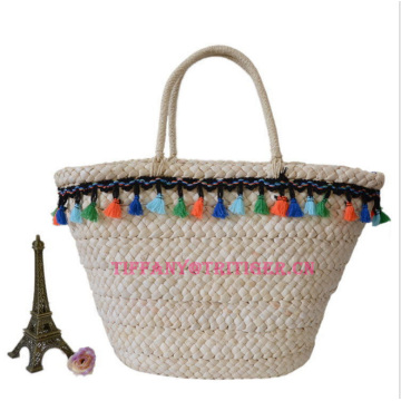 2017 corn husk straw bag women fashion natural color tote bag