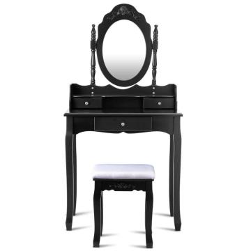 Black mirror bedroom furniture wood dressing table