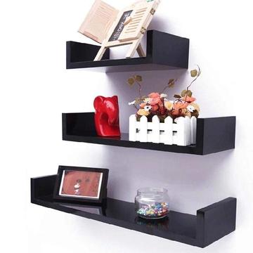 Set of 3 Floating U Shape Shelves for Storage Display Shelf