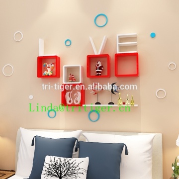 LOVE wooden home decorative floating wall mount shelf