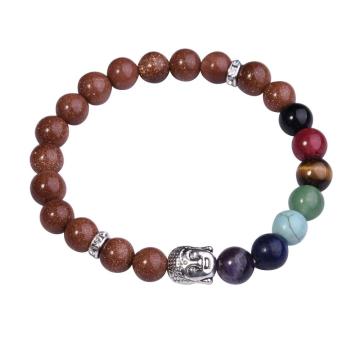 7 Chakra Gemstone Beads Buddhism & Buddha Alloy Goldstone Bracelet