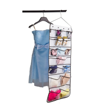 Hanging Closet Organizer With Dual-sided 42 transparent Pockets for Underwear Bra Gloves Socks