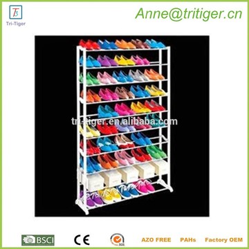 Free standing assembled metal shoe rack for 50 pairs