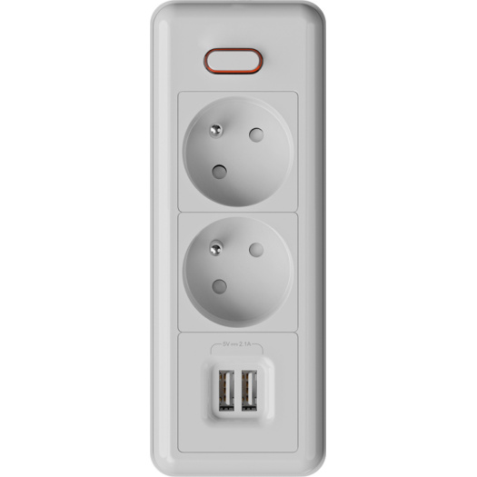 2 ways French extension sockets with USB