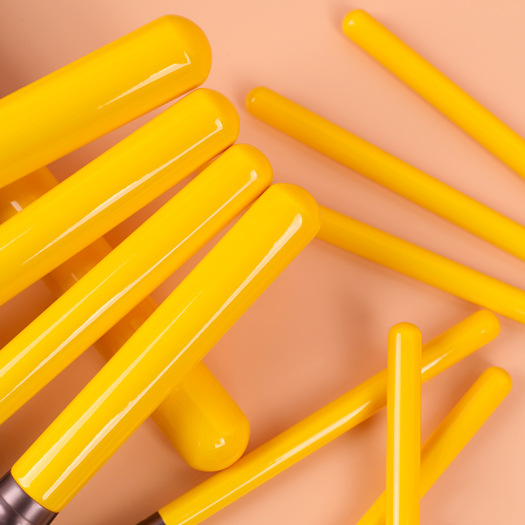 12 piece yellow synthetic makeup brush set professional