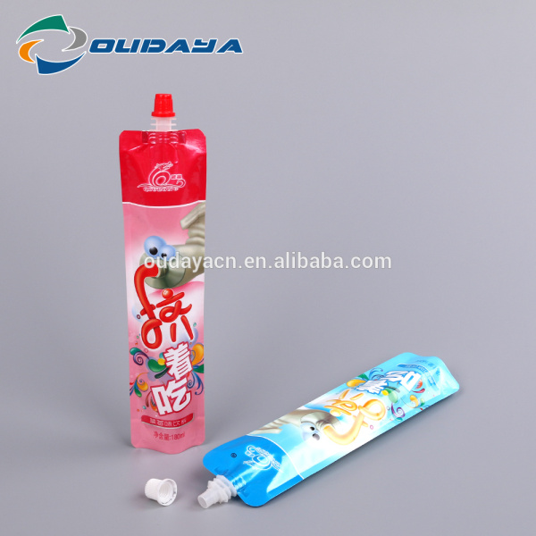 Plastic Stand Up Beverage Pouch Bag with spout