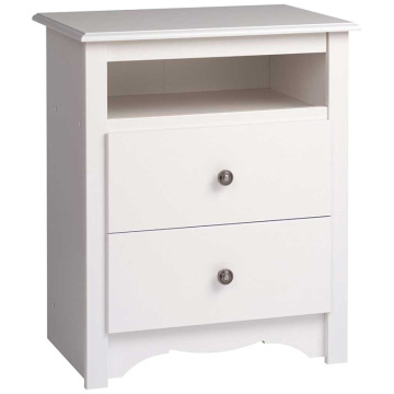 Monterey Bedside Cabinet White 2-Drawer Tall Night Stand with Storage Drawer