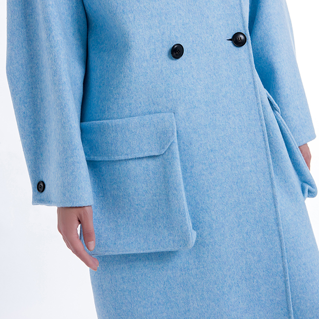 Blue fashion  Cashmere coat 
