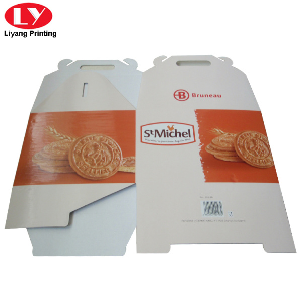 Corrugated paper cookie packaging box with handle