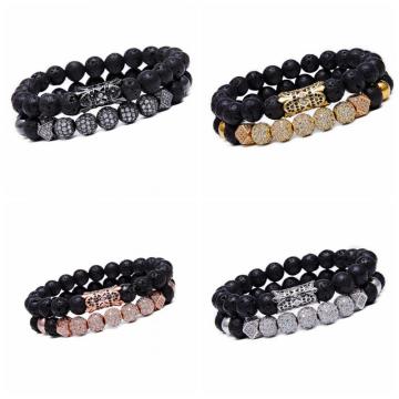 8MM Lava Rock Beads Bracelet for Men Women Essential Oil Beaded Healing Anxiety Bracelets Gift for Father's Day