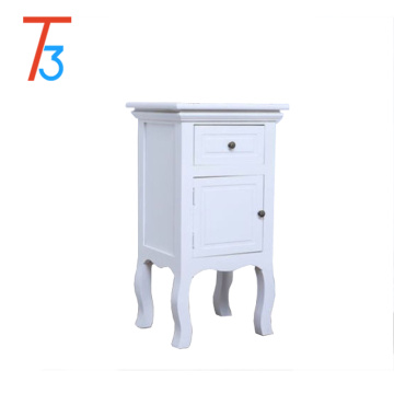 chinese white wood modern bedside table night stand Tri-Tiger