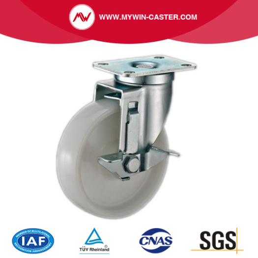 White PP Medium Duty Industrial Caster With Side Brake