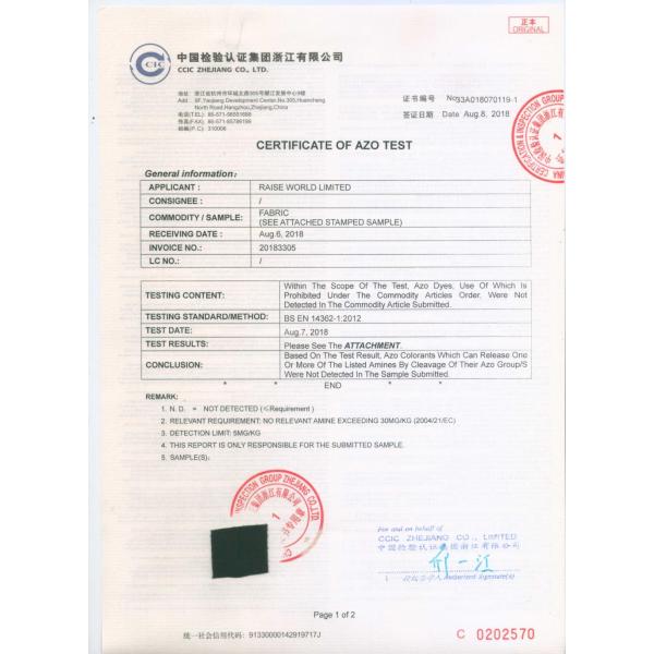 Azo Test 100% Polyester Fabric Bleached Fabric