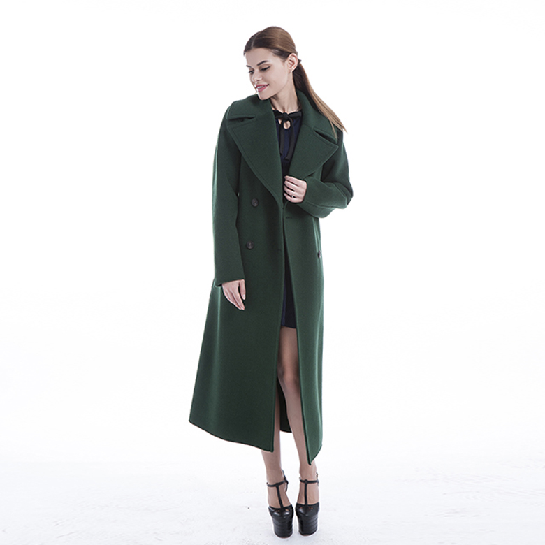Green 100% pure cashmere overcoat