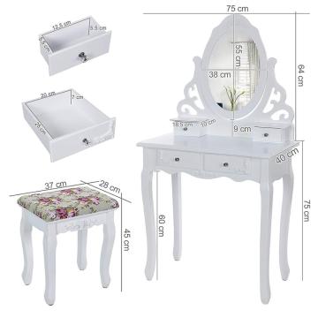 Floral Dressing Table set 4 drawers Makeup Table Bedroom Furniture Dresser Makeup Dresser with Mirror