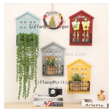 Household Handmade Vintage colorful Hanging Wooden Wall Shelf