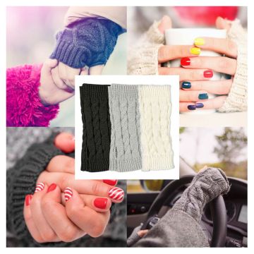 YONHEE Women Arm Gloves Fingerless Knitted Mittens