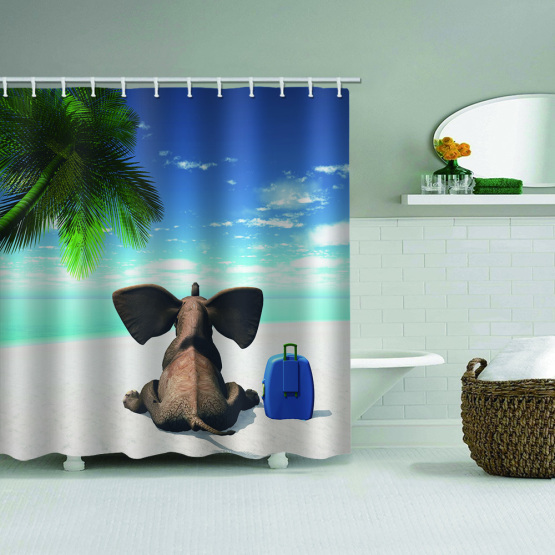 Elephant Waterproof Shower Curtain Animal Bathroom Decor