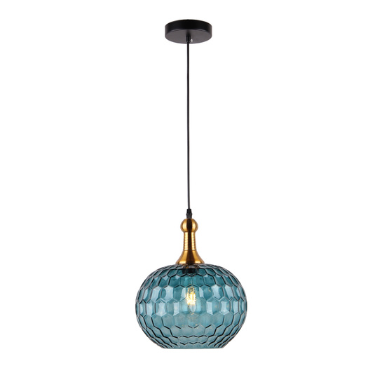 Glass modern pendant light with blue color