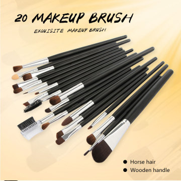 20PCS Horse Hair Wooden Handle Makeup Brushes Sets