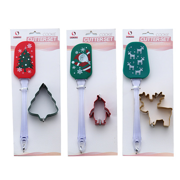 2 pcs Christmas cookie cutter silicone spatula set