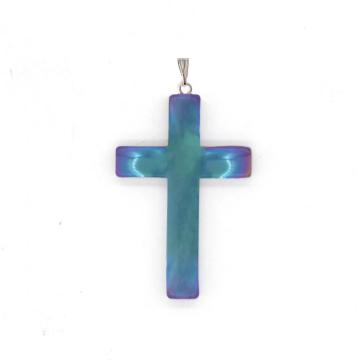 Unique Rainbow Hematite Cross Pendant With Toggle Clip For Girlfriend