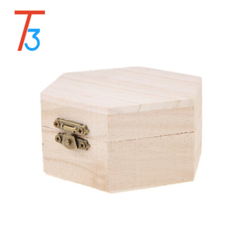 Tri-Tiger hexagon unfinished wooden box with divider