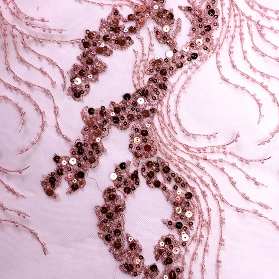 Dirty Pink Sequin Embroidery Mesh Lace