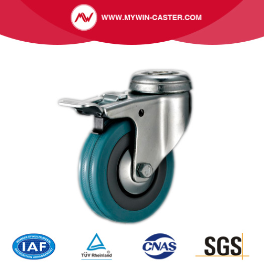3'' Bolt Hole Grey Rubber Caster with Brake