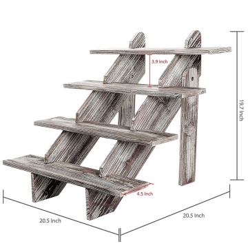 4-Tier Rustic Weathered Wood Retail Display Riser, Decorative Merchandise Stand, Brown