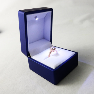 Blue Plastic LED Light Jewelry Box for Ring