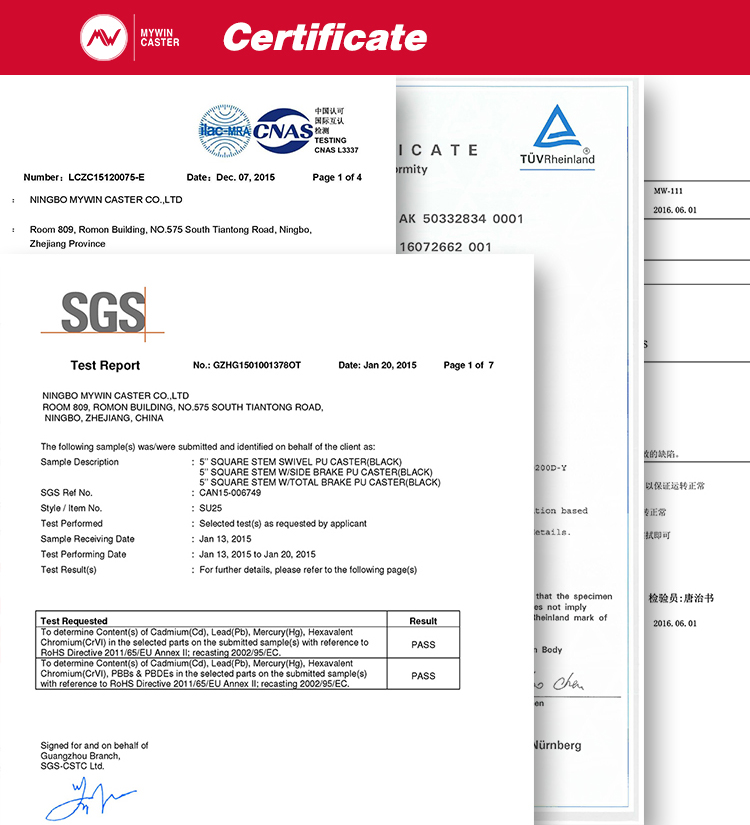 Brown PU Round Stem Scaffolding Castor