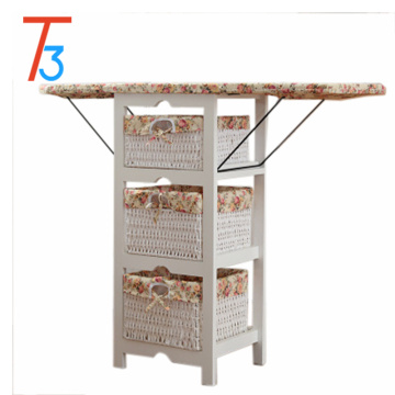 foldable ironing board solid wood cabinet center storage basket