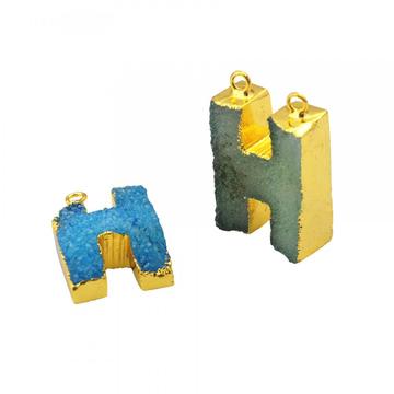 Colorful Crystal Alphabet Letter H Pendant Necklace