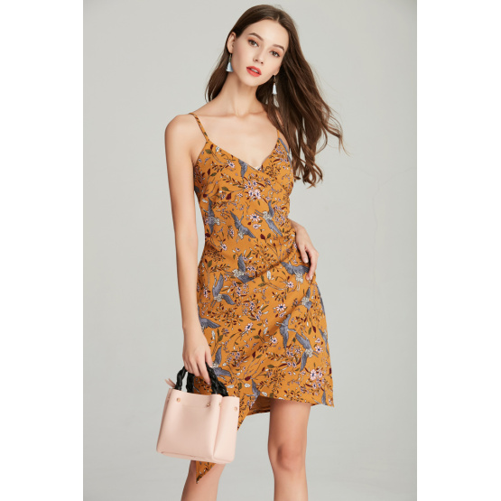 fashion strap womens ladies printed summer dress