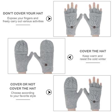 Digitek Women's Gloves Fingerless Cable Knit Mittens