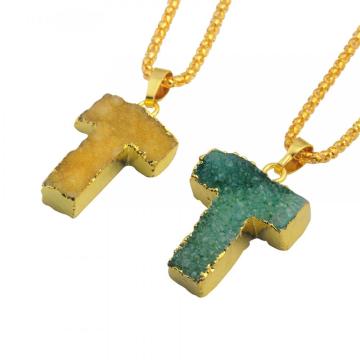 Colorful Crystal Alphabet Letter T Pendant Necklace