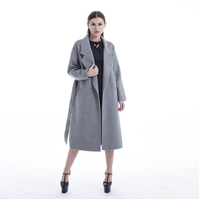 Grey double-sided cashmere coat