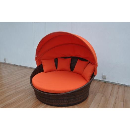 rattan weaving aluminum red and white round sunbed