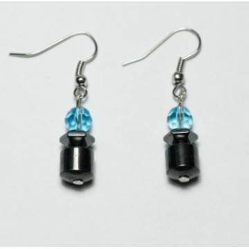 Hematite Taiji Earring with silver color finding